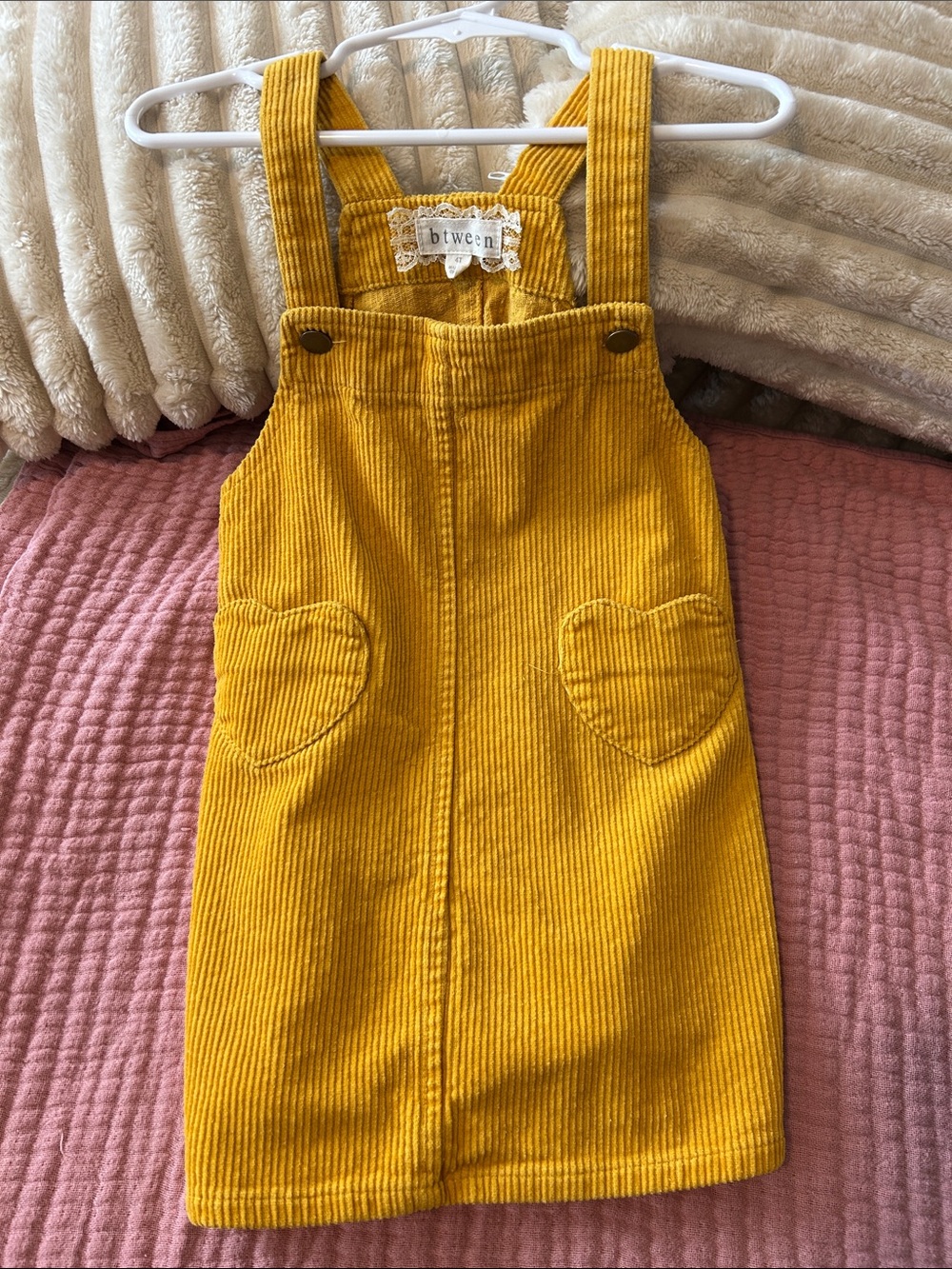 btween Mustard Corduroy Heart-Pocket Pinafore